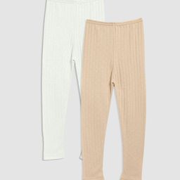Kanvin Girls Pack Of 2 Beige & White Solid Thermal Bottoms-picture-0