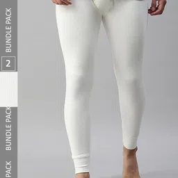 LUX PARKER Men Pack Of 2 Ribbed Cotton Wool Thermal Bottoms-image-95