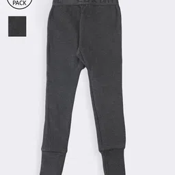 Lux Cottswool Boys Pack Of 2 Black Solid Cotton Thermal Bottoms-image-19