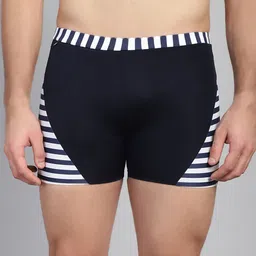 CUKOO Men Striped Comfort Fit Mid-Rise Swim Shorts-image-7