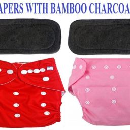 Premium Quality Pack of 2 Reusable Adjustable Baby Cloth Diapers Nappy With 2 Bamboo Charcoal Insert Pads(Multi-Layer) For Babies/New Borns/Toddlers(0-12 Months,RP)-image-14