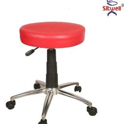 Study Cushion Stool With revolving Chrome base Fabric Office Executive Chair-picture-7