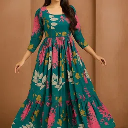 nari dream Printed Georgette Stitched Anarkali Gown-picture-0