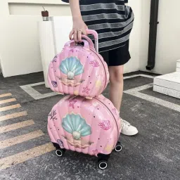 Small Cabin Suitcase (35 cm) 4 Wheels - Shell Luggage Set, 2-Piece, Rolling Suitcase with Handle - Pink-image-68