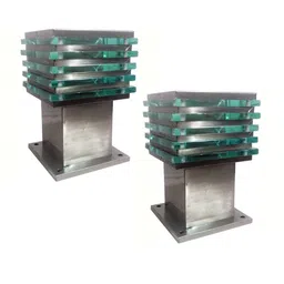 BENE Grey & Green 2 Pieces Textured Steel Outdoor Lamps-5