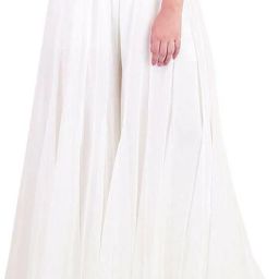 Women Flared White Georgette Trousers-image-70