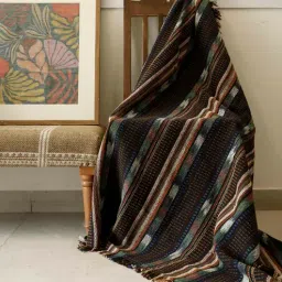 art india Multicolor Cotton Stripes 60X50 Inches Reversible Throw-picture-41