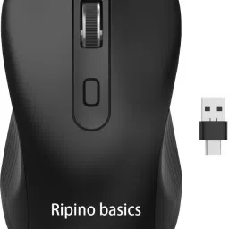 Ripino basics Wireless Mouse, USB Type C & Upto1600 DPI, Silent Click,10m Range,For Laptop, PC Wireless Ambidextrous OpticalGaming Mousewith Bluetooth-0