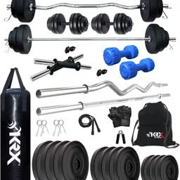 krx 40 kg PVC 343 with Unfilled Punching Bag & PVC Dumbbells Home Gym Combo-picture-17