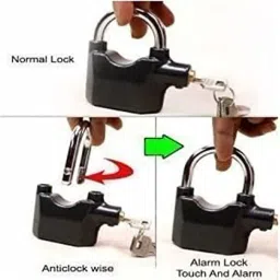 Sensor Alarm Lock. Security Smart Padlock Siren for Home,Office,Shop (Black) Door & Window Door Window Alarm-23