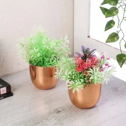 amaya decors Copper Plating Table Top Planter Set of 2-picture-13