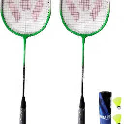 2000 Combo 2 Pc Single Shaft Racquet With 3 Nylon Shuttle Badminton Kit-image-48