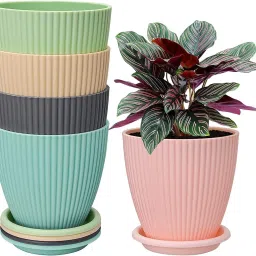 Plastic Round Flower Pots for Home Planters 5 pcs set Plastic Vase-23