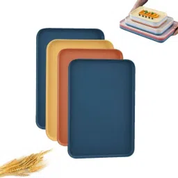 Wheat Straw Dinner Tray Reusable 14.9-Inch Large Eco- Friendly Tray Unbreakable Tray-image-28