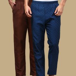 Pack of 2 Mens Cotton Blend Ethnic Wear Solid & Ethnic Motifs Pyjama Men Pyjama-image-47