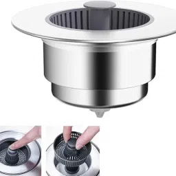 Basin, Bathtub, Floor, Kitchen Sink Stainless Steel Push Down Strainer-image-67