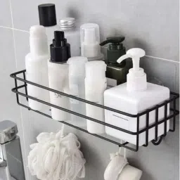 trv Self-Adhesive Multipurpose Bathroom Rack(Pack Of 1) Iron Wall Shelf image 2