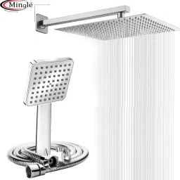 Mingle Ultra Slim Shower 10 Inch With 9 inch Square Arm (MEGA Hand Shower) Rain Shower Rainfall-24