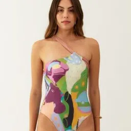 Tizzi Printed Halter Neck Sleeveless Convergence Swimsuit-image-9