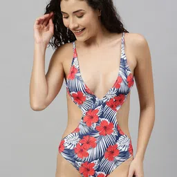 Berrys Intimatess Women Navy Blue& White Printed Bodysuit-image-11