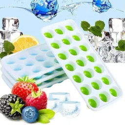 magnite Round Ice Tray Set Ice Cubes Maker Mold Ice Maker Tray, Easy Pop Up Design Multicolor Silicone, Plastic Ice Cube Tray image 3