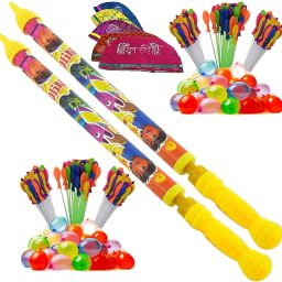 (2 Pichkari + 6 Magic Balloon + 10 Holi Cap)For Kid's Holi Party Fun Water Gun-image-9