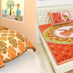 140 TC Cotton Single Jaipuri Prints Flat Bedsheet-image-58
