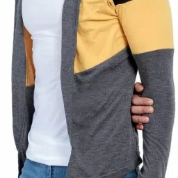 Men Asymmetric Full Sleeve Grey Shrug-image-20