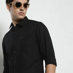 the indian garage co. Men Slim Fit Solid Cut Away Collar Casual Shirt-picture-44