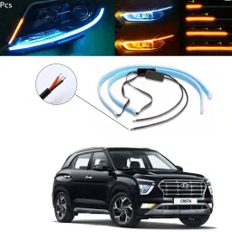 ™ Car Audi Light Flexible Strip DRL White And Yellow LED 01 For Creta Car Fancy Lights-image-16