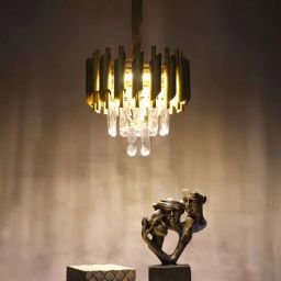Trovira Gold Iron Hanging Light | Inbuilt LED | without Bulb | Eliante by Jainsons Lights-picture-3