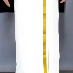TUNI MANI 2.0meter / 3/4" Gold Zari Single Dhoti Solid Men Dhoti-image-78