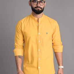 Men Slim Fit Solid Mandarin Collar Casual Shirt-image-95