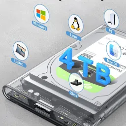 OG X NEXA WITH DEVICE Transparent USB 3.0 to SATA Hard Drive Enclosure – Tool-Free External Case 2.5 inch Fast Transfer Speed Up to 5 Gbps & Up to 4TB Storage Capacity 2.5 SATA SSD HDD image 3