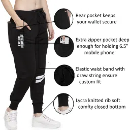 Women Self Design Black Track Pants-image-24