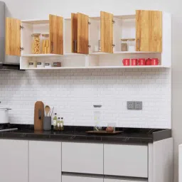 specialitypanels 6 Doors Modular Wall Mounted Kitchen Cabinet with Organizer Shelf in Plateau Apple & Highland Pine Finish-picture-20