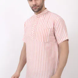 Men Striped Khadi Cotton A-line Kurta-image-93