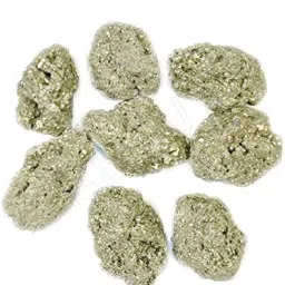rebuy Golden Pyrite Raw Rough Cluster Stone for Vastu, Reiki Healing 50 Grams Regular Angular Crystal Stone image 2