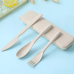 Wheat Straw Cutlery Set,Utensils for Travel,Work,Picnic,Camping And Daily Use Polypropylene, Plastic Dessert Knife Set-35