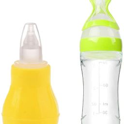 Silicone Yellow Nose Cleaner Nasal Aspirator and Silicone Spoon Food Feeder Manual Nasal Aspirator-image-28