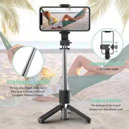 POZUB Remote Control Selfie Stick Multifunctional BR1 Bluetooth Selfie Stick Stand Tripod, Monopod, Monopod Kit, Tripod Kit image 4