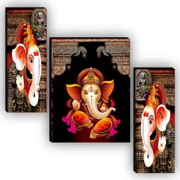 Set OF 3 Lord Ganesha Home Décor 3D Digital Reprint 12 inch x 18 inch Painting-20