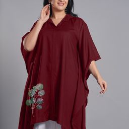 LetsDressUp Plus Size Shirt Collar Floral Printed Kaftan Tunic-image-45