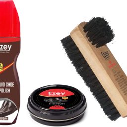 Ezey Wax Shoe Polish (Black)+Liquid Shoe Polish (Brown)+Twin Shoe Brush Shoe Care Kit-image-72