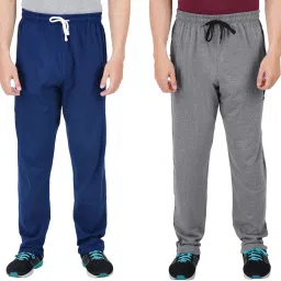 Men Solid Blue, Grey Track Pants-image-16