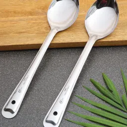 Stainless Steel Basting/Serving Spoon (Chamcha) 32 cm Steel Serving Spoon Set-image-15