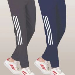 Pack of 2 Men Striped Grey, Blue Track Pants-image-8