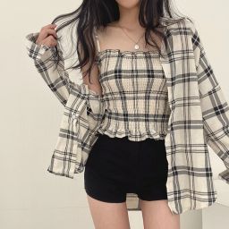 Casual Regular Sleeves Checkered Women White Top-image-6