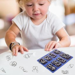 9up 16PCS Brain Teasers Metal Wire Puzzle Challenging IQ Games for Adults and Teens image 2