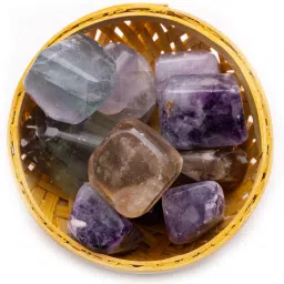 Multi Fluorite Tumbled Stone 200 Grams in Basket – Reiki Healing Crystals Regular Asymmetrical Crystal Pebbles-11